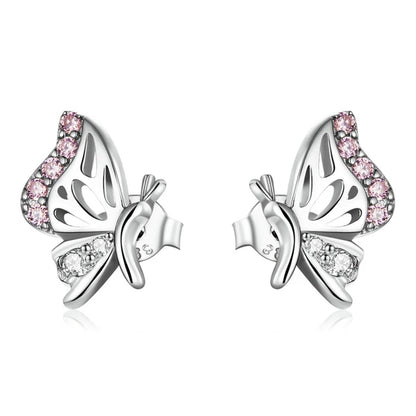 WOSTU Flower Heart Stud Earrings 100% 925 Sterling Silver Pearl Small Earrings For Women Wedding Engagement Jewelry Gifts