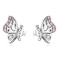 WOSTU Flower Heart Stud Earrings 100% 925 Sterling Silver Pearl Small Earrings For Women Wedding Engagement Jewelry Gifts
