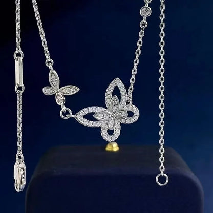 French Gorgeous Bow Phantom Women's Jewelry Necklace, High-Quality Moissanite Sparkling Charm Valentine's Day Engagement Gift